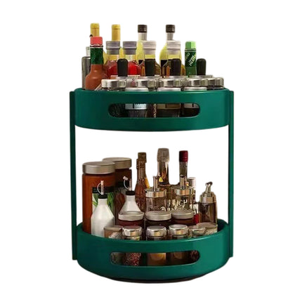 2-Layer Rotating Seasoning Rack Kitchen Organizer Storage Stand with Easy Access