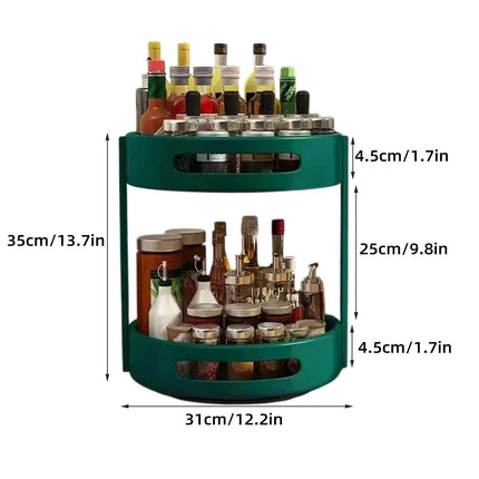 2-Layer Rotating Seasoning Rack Kitchen Organizer Storage Stand with Easy Access