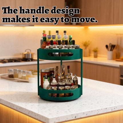 2-Layer Rotating Seasoning Rack Kitchen Organizer Storage Stand with Easy Access