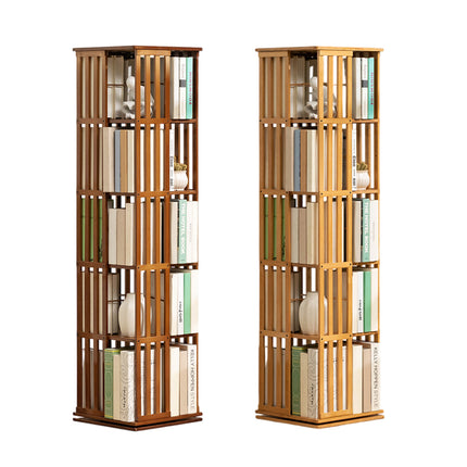 Floor-Standing Rotating Bookshelf Bamboo Durable for Living Room Book Storage
