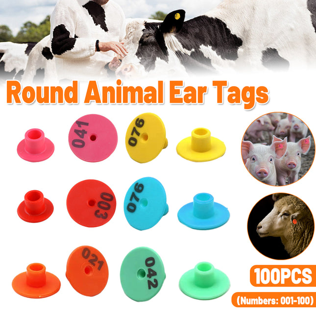 100pcs Numbered Livestock Ear Tags Animal Identification Tags Durable