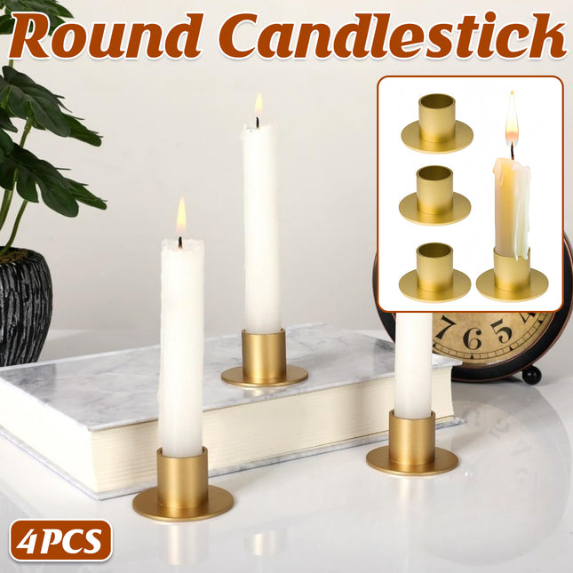 4PCS Retro Metal Candle Holder Set Rustproof for Home Wedding Christmas Tabletop