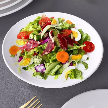 6PCS White Round Plates 10 Inch Dinner Plates Food-Grade Durable Easy to Clean