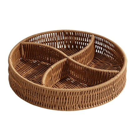 Woven Two Handle Storage Basket Imitation Rattan Fruit and Bread Tray