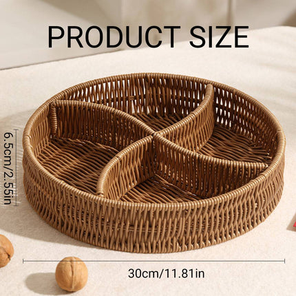 Woven Two Handle Storage Basket Imitation Rattan Fruit and Bread Tray