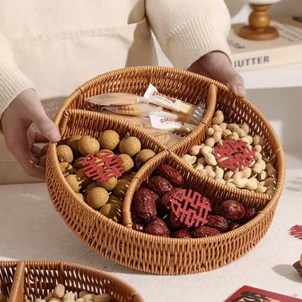Woven Two Handle Storage Basket Imitation Rattan Fruit and Bread Tray