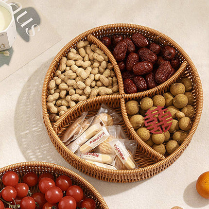 Woven Two Handle Storage Basket Imitation Rattan Fruit and Bread Tray