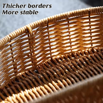 Round Rattan Style Storage Basket 3 Compartment Organiser Tray PP Woven