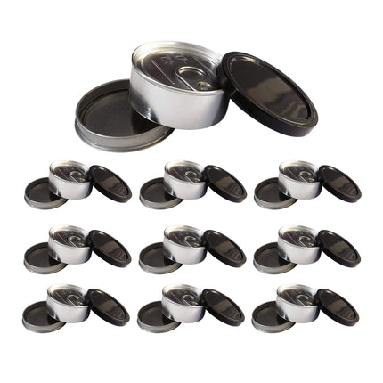 Round Tin Storage Box 100ml Easy Pull Lid Metal Container 10pcs Small Parts