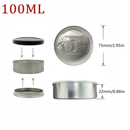 Round Tin Storage Box 100ml Easy Pull Lid Metal Container 10pcs Small Parts