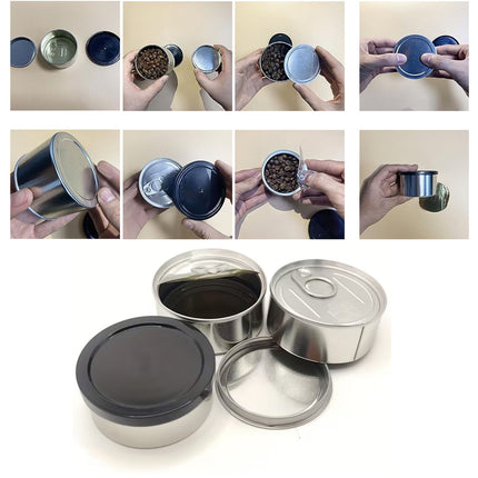 Round Tin Storage Box 100ml Easy Pull Lid Metal Container 10pcs Small Parts