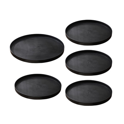 5Pcs Round Tray Set Wood Grain Look PP Storage Tray Home Organiser