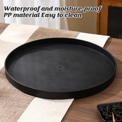 5Pcs Round Tray Set Wood Grain Look PP Storage Tray Home Organiser