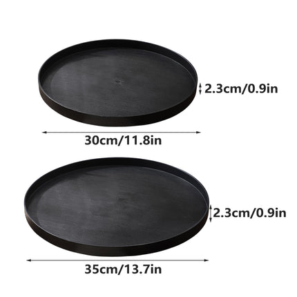 5Pcs Round Tray Set Wood Grain Look PP Storage Tray Home Organiser