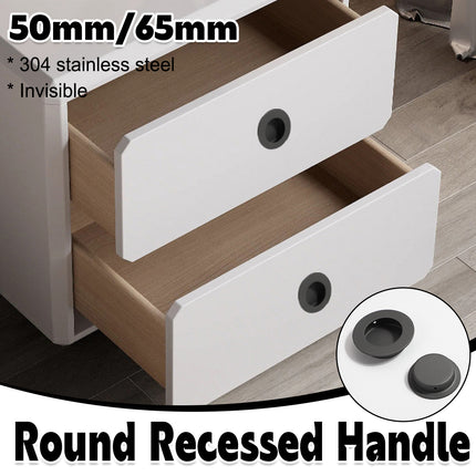 Inward Hinged Circular Invisible Handle Cabinet Furniture Embedded Pull Handle