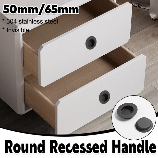 Inward Hinged Circular Invisible Handle Cabinet Furniture Embedded Pull Handle