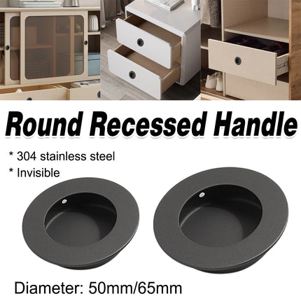 Inward Hinged Circular Invisible Handle Cabinet Furniture Embedded Pull Handle