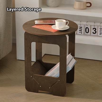 Double Layer Bedside Storage Table for Bedroom Living Room Nightstand Organizer