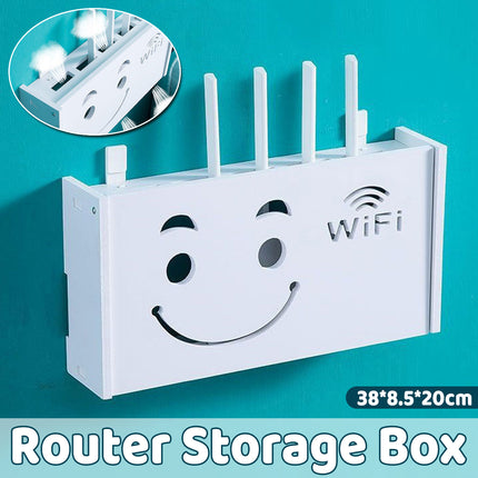 No Drill Wall Mounted Router Storage Box Cable Organizer for WiFi Router Use