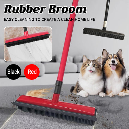 Rubber Broom Non Slip Handle Efficiently Cleans Floors Sofa Pet Fur Lint Dust