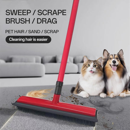 Rubber Broom Non Slip Handle Efficiently Cleans Floors Sofa Pet Fur Lint Dust