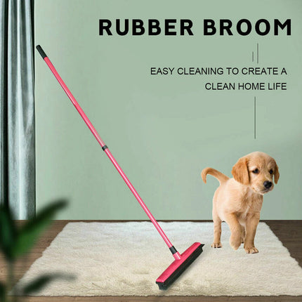 Rubber Broom Non Slip Handle Efficiently Cleans Floors Sofa Pet Fur Lint Dust