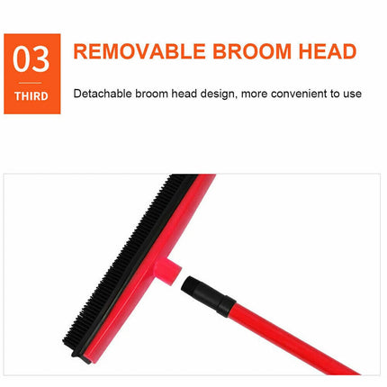 Rubber Broom Non Slip Handle Efficiently Cleans Floors Sofa Pet Fur Lint Dust