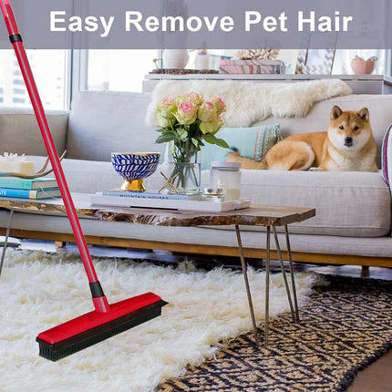 Rubber Broom Non Slip Handle Efficiently Cleans Floors Sofa Pet Fur Lint Dust