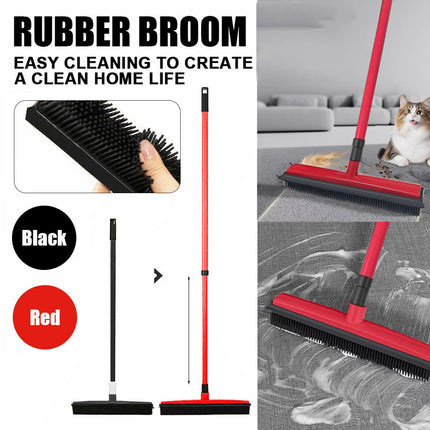 Rubber Broom Non Slip Handle Efficiently Cleans Floors Sofa Pet Fur Lint Dust