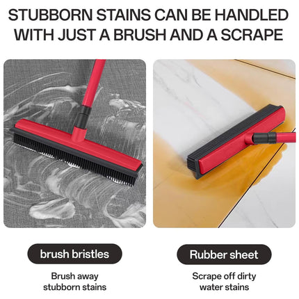 Rubber Broom Non Slip Handle Efficiently Cleans Floors Sofa Pet Fur Lint Dust