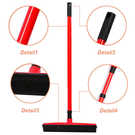 Rubber Broom Non Slip Handle Efficiently Cleans Floors Sofa Pet Fur Lint Dust