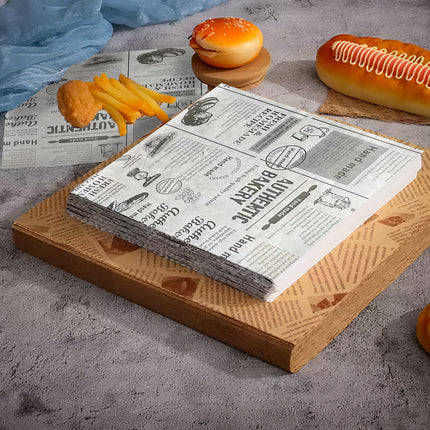 50PCS Food Grade Oil Proof Hamburger Sandwich Wrapping Paper Fast Food Snack Use