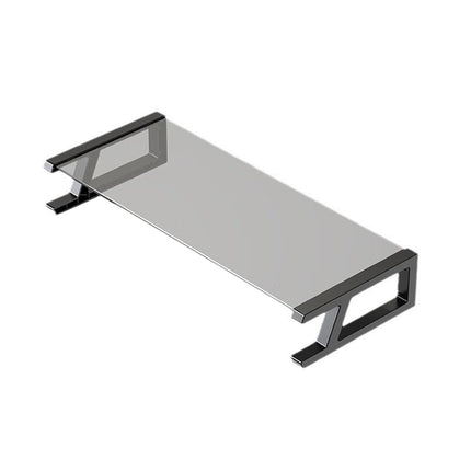 Monitor Stand Riser Tempered Glass Top Metal Frame 51x21.5x8cm Black White