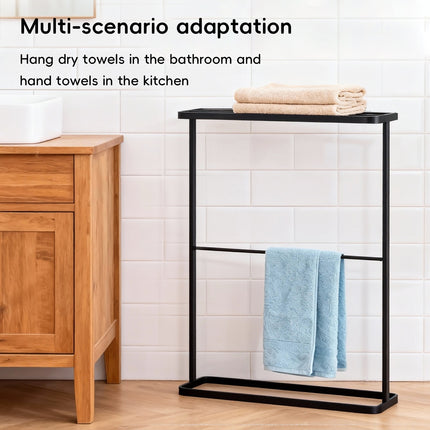 Freestanding Bathroom Towel Rack Metal 64.5x15x75cm Black/White Space Saving