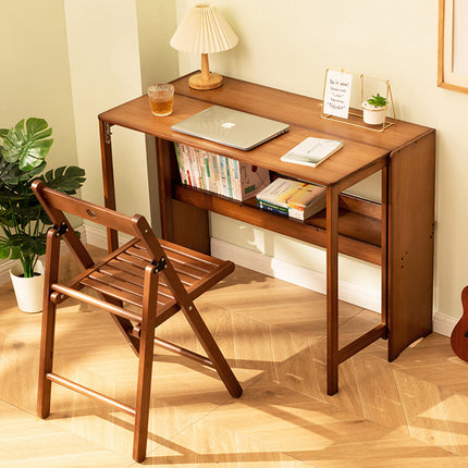 Bamboo Folding Student Desk Study Table Space Saving Large Capacity Storage