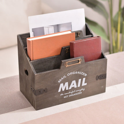 Wooden Storage Box Rectangular 3 Layer Durable for Home Office Desk Organiser