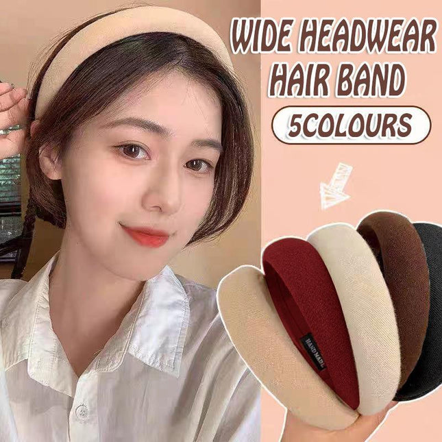 Women Thick Padded Wide Headband Sponge Hairband Wedding Party Plain - Aimall