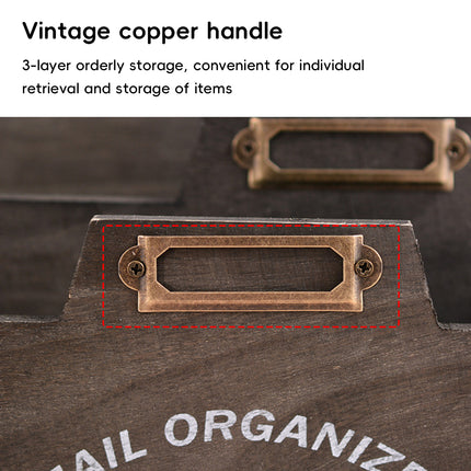 Wooden Storage Box Rectangular 3 Layer Durable for Home Office Desk Organiser