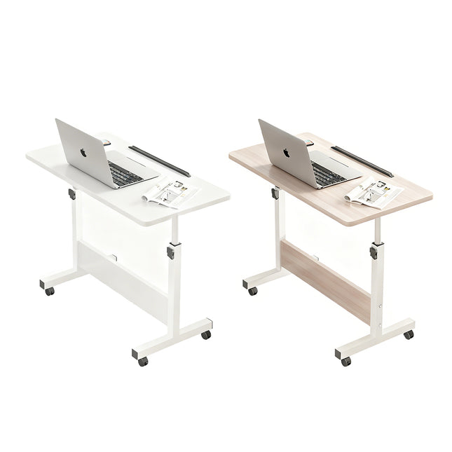 Moveable Foldable Table with Wheels Adjustable Height Space Saving Home Bedroom