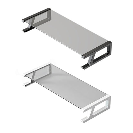 Monitor Stand Riser Tempered Glass Top Metal Frame 51x21.5x8cm Black White