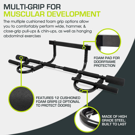 Pull Up 2-Bar Doorway Trainer Home Indoor Gym Fitness Equipment Stable Durable