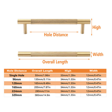 Light Luxury Cabinet Handle Full Copper Gold Straight Knurled Drawer Door Pull