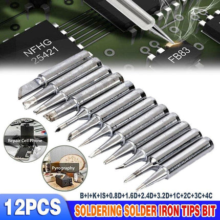 12pcs/set 900M-T Soldering Solder Iron Tips Bit For Hakko Welding Station Tools