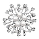 Snowflake Imitation Pearl Brooch Rhinestone Metal Alloy Pin For Coats Dresses