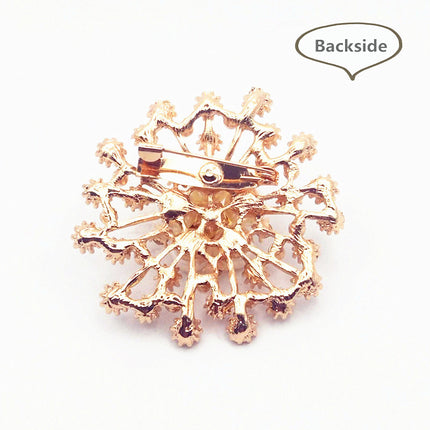Snowflake Imitation Pearl Brooch Rhinestone Metal Alloy Pin For Coats Dresses