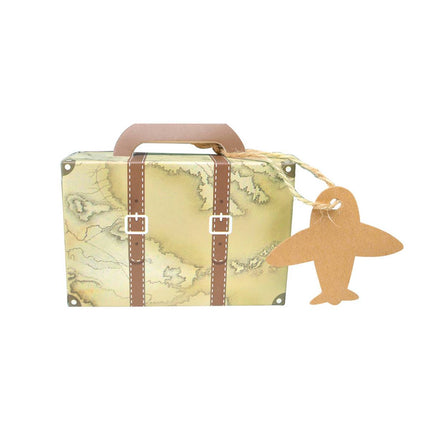 50PCS Vintage Travel Map Candy Boxes Gift Packaging Retro Luggage Design Party