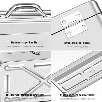 Stainless Steel Toolbox Portable Toolbox Storage Box Hand Tools for Organizer