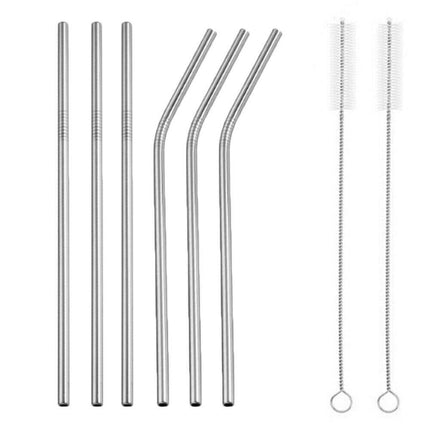 10PCS Stainless Steel Straws Bent Long Reusable Washable Metal Drinking Straw - Aimall