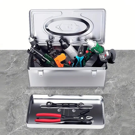 Stainless Steel Toolbox Portable Toolbox Storage Box Hand Tools for Organizer