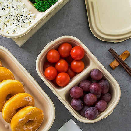 50PCS Disposable Two-Compartment Light Meal Salad Box with Lids Leakproof